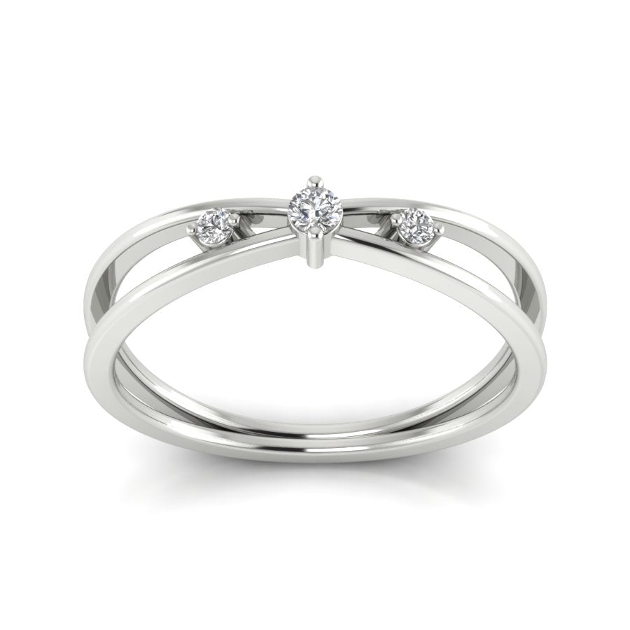 0.10 TW 3 Stone Ring Round Cut Lab Grown Diamond Ring split shank Band Engagement Ring Bridal Wedding Ring PR041