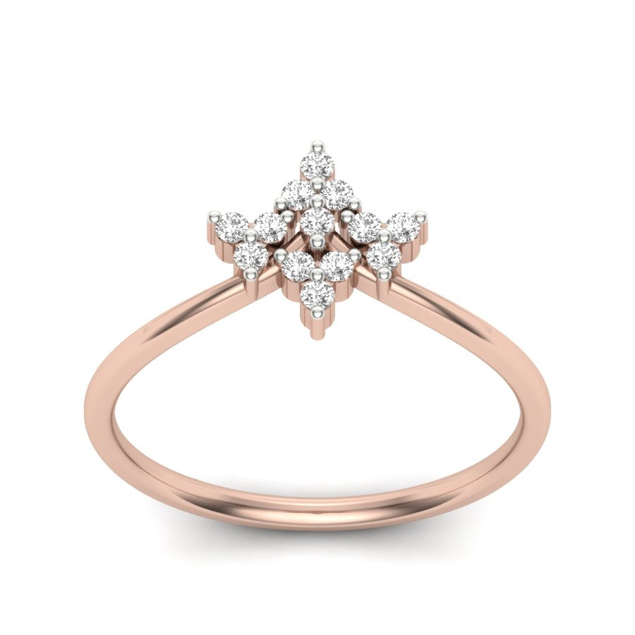 0.16 TW Round Cut Lab Grown Diamond Ring Prong Set With triangle nesting band Engagement Ring Wedding Ring PR042