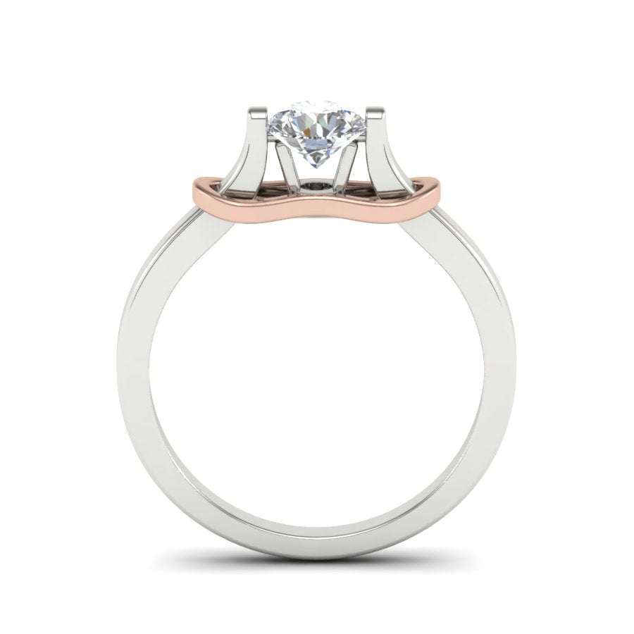 0.59 TW Solitaire wedding engagement ring Round Cut Lab Grown Diamond Ring Channel set Fancy tapered Ring PR066