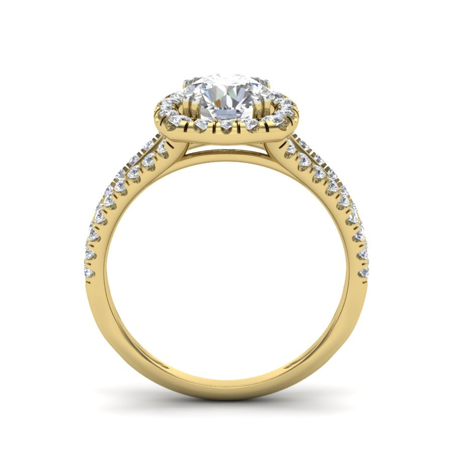 1.72 TW Round Cut Lab Grown Diamond Ring Double Round Prong With Micro Set Halo Wedding Ring Split shank engagement Ring PR071