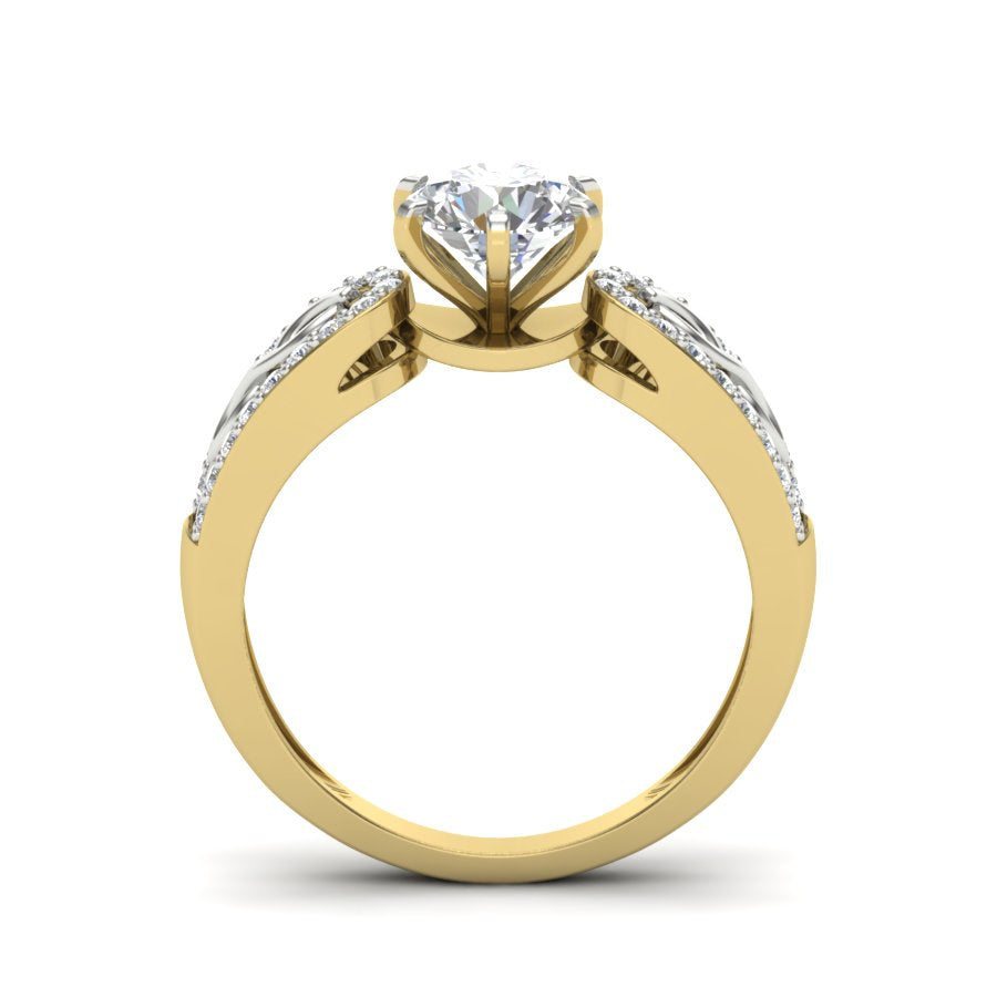 1.26 TW Round Cut Lab Grown Diamond Ring Square Prong With Crossover Band Wedding Ring engagement Ring 2 tone gold Ring PR074