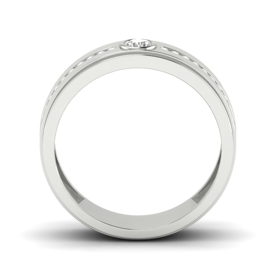 0.23 TW Bezel Set Round Cut Lab Grown Diamond Band Engagement Band channel Set Half Eternity Band Men's Wedding Band PR081