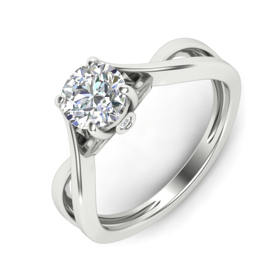 1.06 TW Solitaire engagement ring Round Cut Lab Grown Diamond Ring Twisted Band With Cathedral Set Ring Wedding Ring PR093