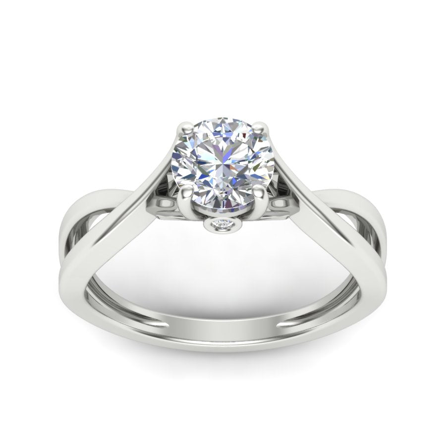 1.06 TW Solitaire engagement ring Round Cut Lab Grown Diamond Ring Twisted Band With Cathedral Set Ring Wedding Ring PR093