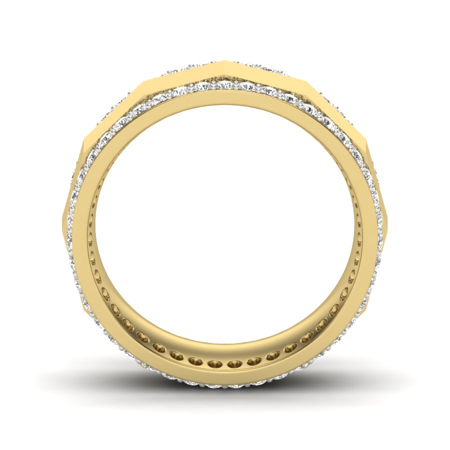 1.08 TW Round Cut Lab Grown Diamond Band Engagement Band Prong Set Double Row Eternity Band Unisex Wedding Band PR096