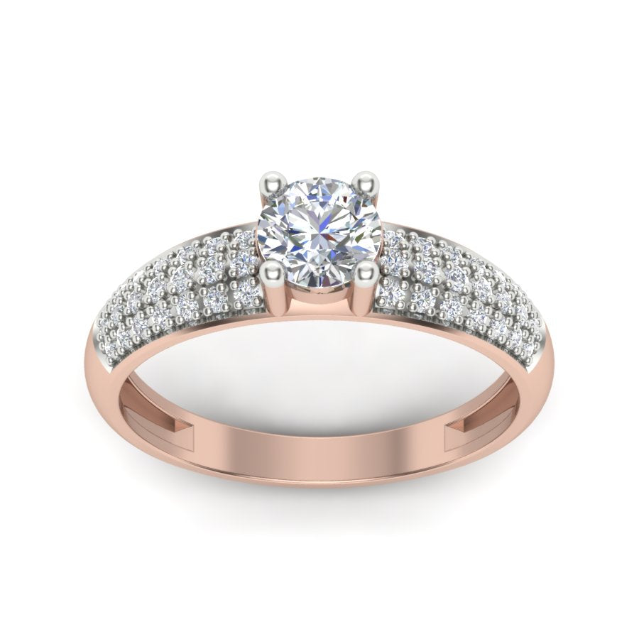 1.12 TW Three Row Prong Pave Lab Diamond Engagement Ring Round Cut Lab Grown Diamond Ring Bridal Wedding Ring PR100