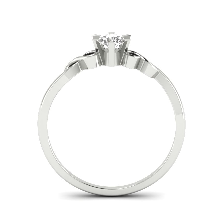 0.16 TW Round Cut Lab Grown Diamond Ring Squre Prong Set Wedding Ring Crossover Band Engagement Ring PR173