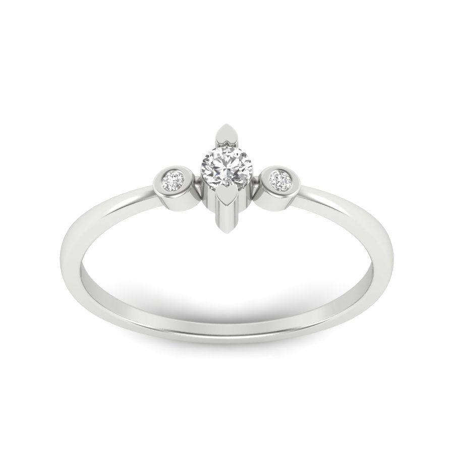 0.12 TW 3 Stone Ring Round Cut Lab Grown Diamond Ring Heart Shape Prong Engagement Ring Bridal Wedding Ring PR174