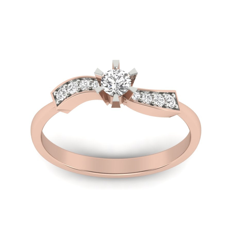 0.24 TW Unique Design Round Cut Lab Grown Diamond Ring Engagement Ring Squre Prong Set Wedding Ring PR175