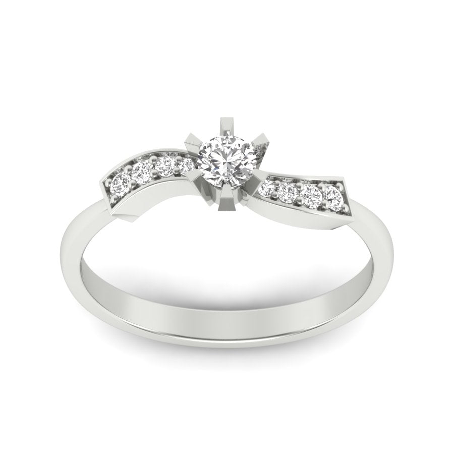 0.24 TW Unique Design Round Cut Lab Grown Diamond Ring Engagement Ring Squre Prong Set Wedding Ring PR175