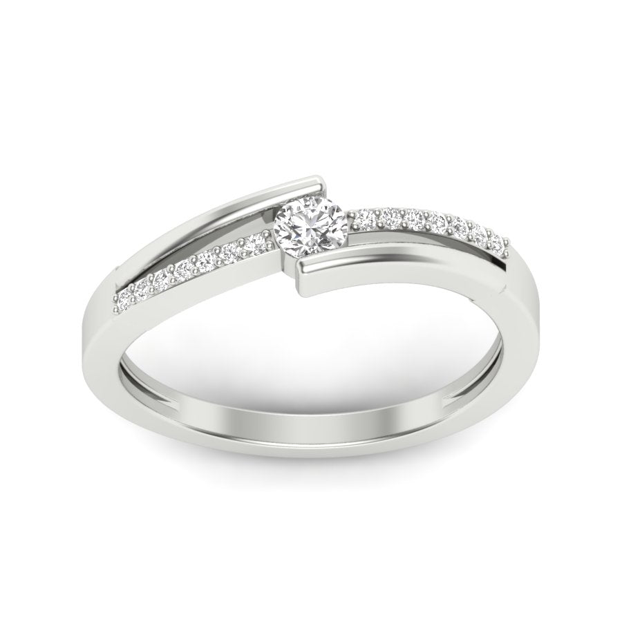 0.20 TW Round Cut Lab Grown Diamond Ring Channel And Prong Cluster Bypass Engagement Promise Ring Bridal Wedding Ring PR177