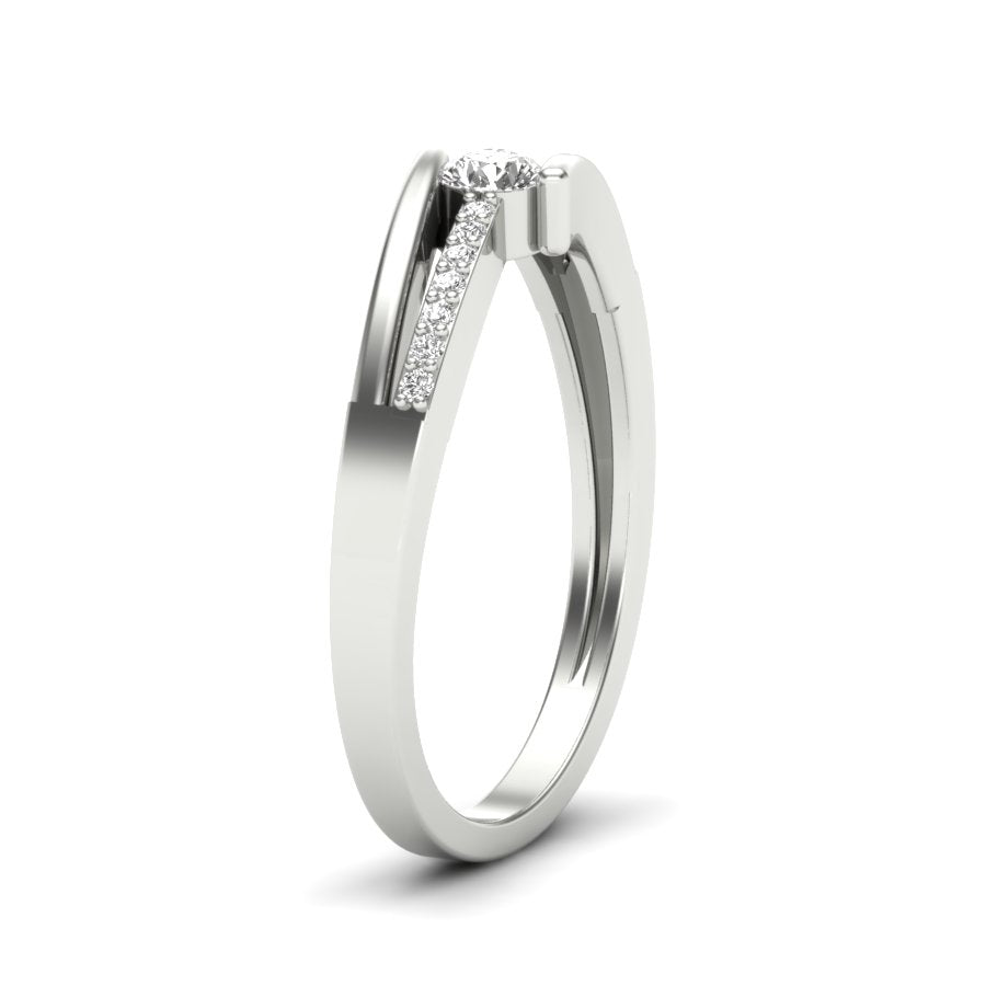 0.20 TW Round Cut Lab Grown Diamond Ring Channel And Prong Cluster Bypass Engagement Promise Ring Bridal Wedding Ring PR177