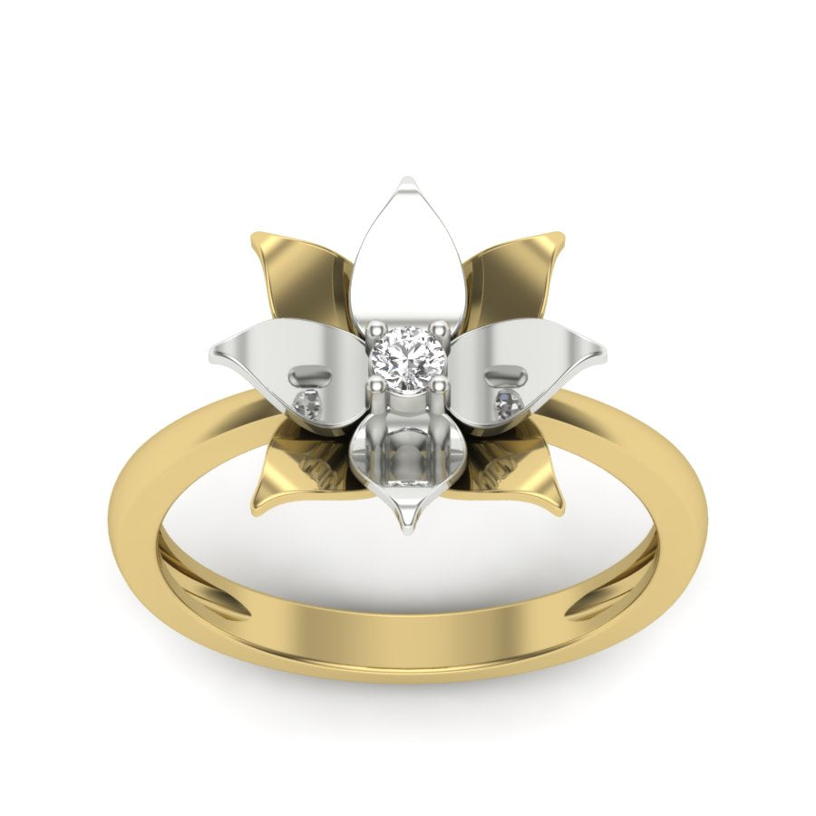 0.06 TW Round Cut Lab Grown Diamond Ring Prong Setting With Flower Design Engagement Ring Bridal Wedding Ring Solitaire Ring PR184