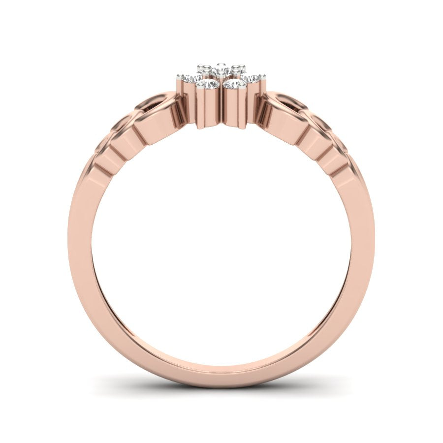 0.11 TW Flower Design Round Cut Lab Grown Diamond Ring Cluster Setting Engagement Ring Wedding Ring Bridal Ring PR186