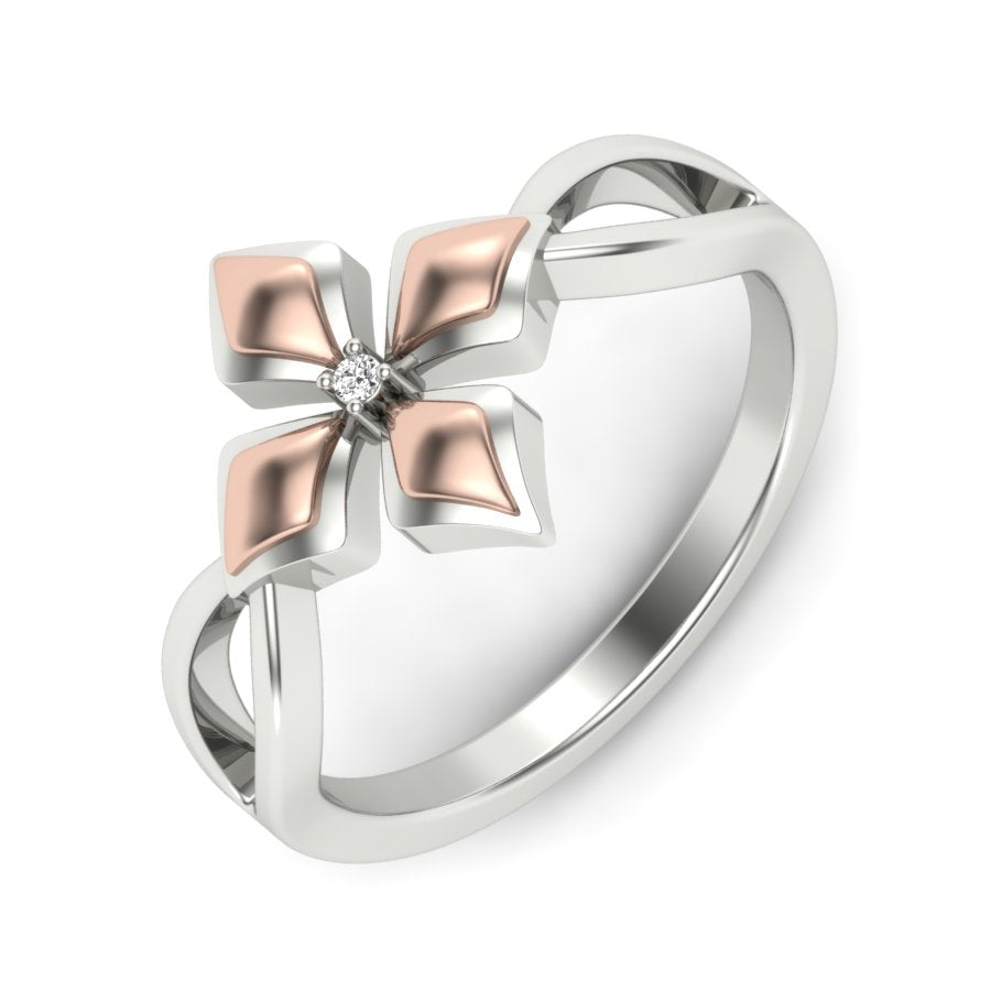 0.008 TW Solitaire Round Cut Lab Grown Diamond Ring Ladies Cluster Unique Engagement Ring 2 tone gold Wedding Ring PR192