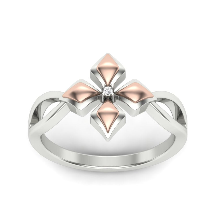 0.008 TW Solitaire Round Cut Lab Grown Diamond Ring Ladies Cluster Unique Engagement Ring 2 tone gold Wedding Ring PR192