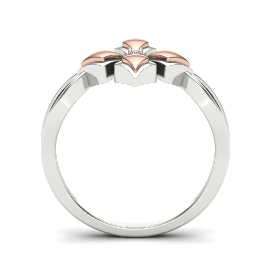 0.008 TW Solitaire Round Cut Lab Grown Diamond Ring Ladies Cluster Unique Engagement Ring 2 tone gold Wedding Ring PR192