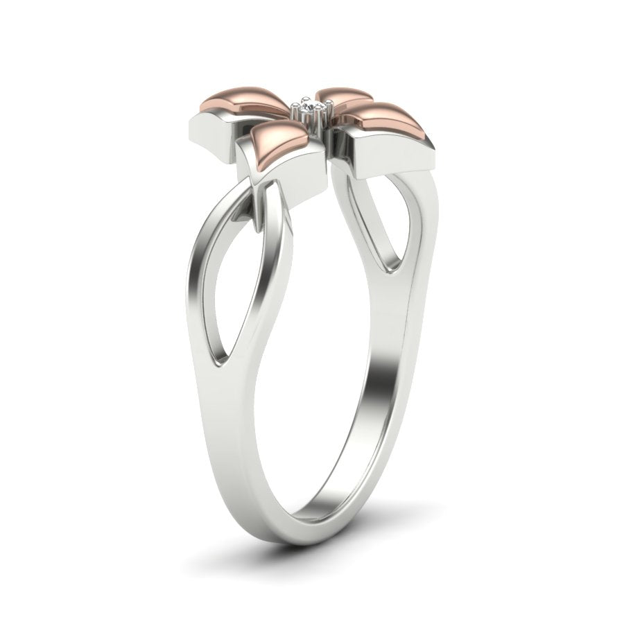 0.008 TW Solitaire Round Cut Lab Grown Diamond Ring Ladies Cluster Unique Engagement Ring 2 tone gold Wedding Ring PR192