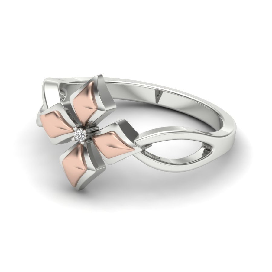 0.008 TW Solitaire Round Cut Lab Grown Diamond Ring Ladies Cluster Unique Engagement Ring 2 tone gold Wedding Ring PR192