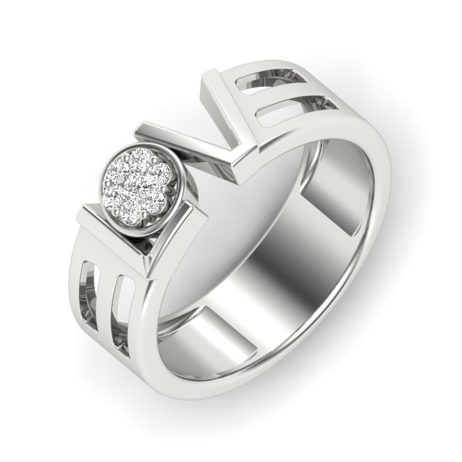 0.14 TW Love Letter Band With Round Cut Lab Grown Diamond Band Pressure & Prong Set Band Men's Wedding Band Engagement Band PR196