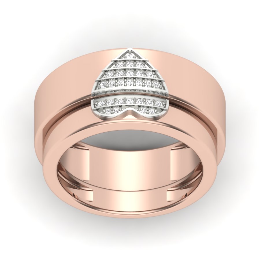 0.034 TW Couple Heart Band With Round Cut Lab Grown Diamond Engagement Ring Wedding Band Bridal Ring PR199