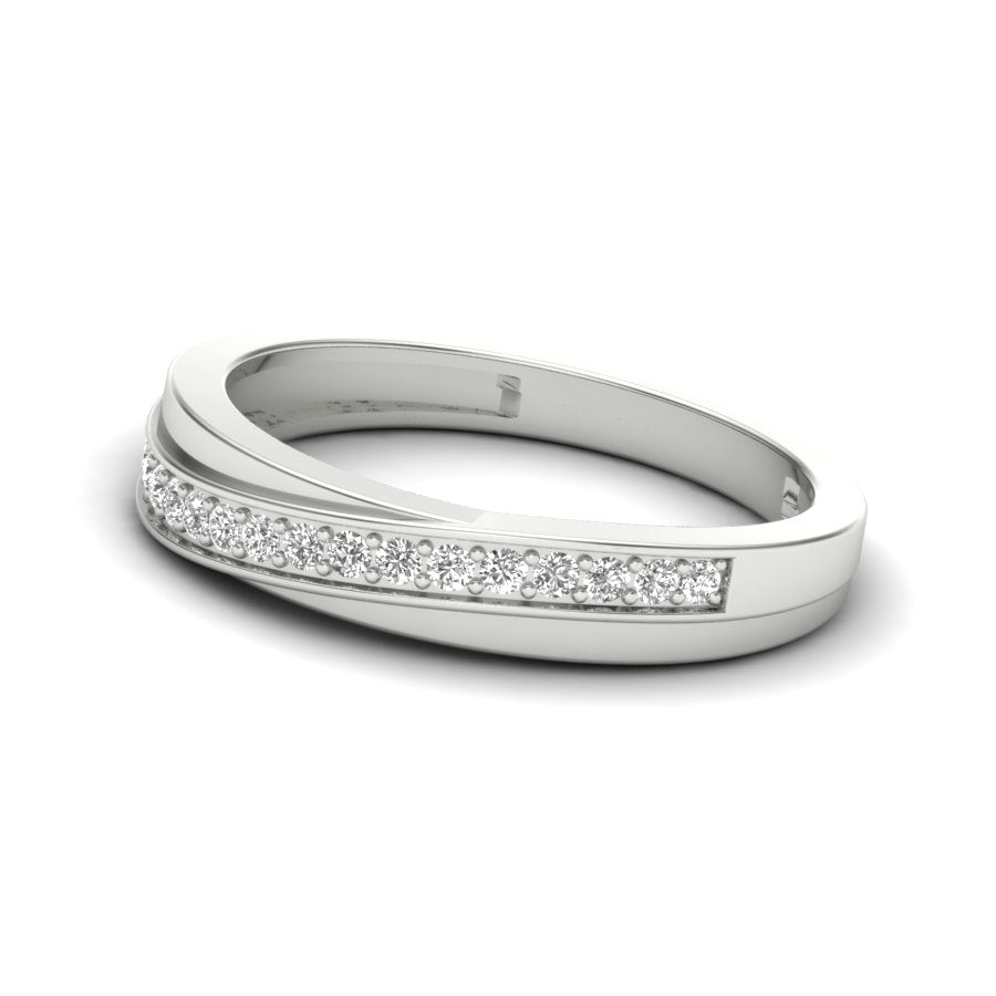 0.17 TW Swirl Style With Pave Setting Band Round Cut Lab Grown Diamond Band Engagement Band Bridal Wedding Band PR202
