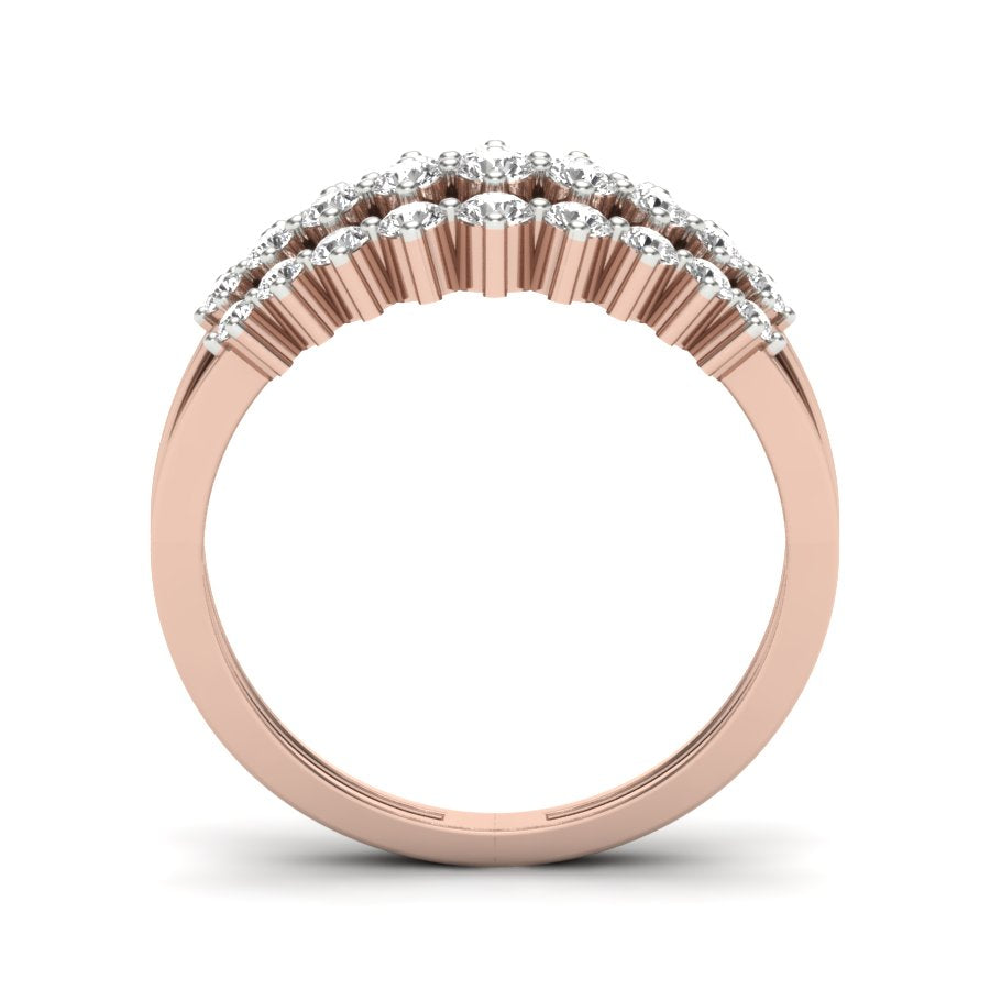 0.80 TW 3 Row Cluster setting With Split Band Round Cut Lab Grown Diamond Ring Wedding Ring Engagement Ring PR207