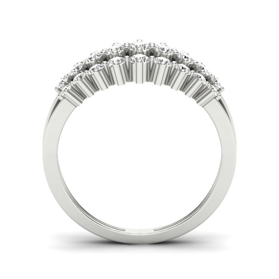 0.80 TW 3 Row Cluster setting With Split Band Round Cut Lab Grown Diamond Ring Wedding Ring Engagement Ring PR207