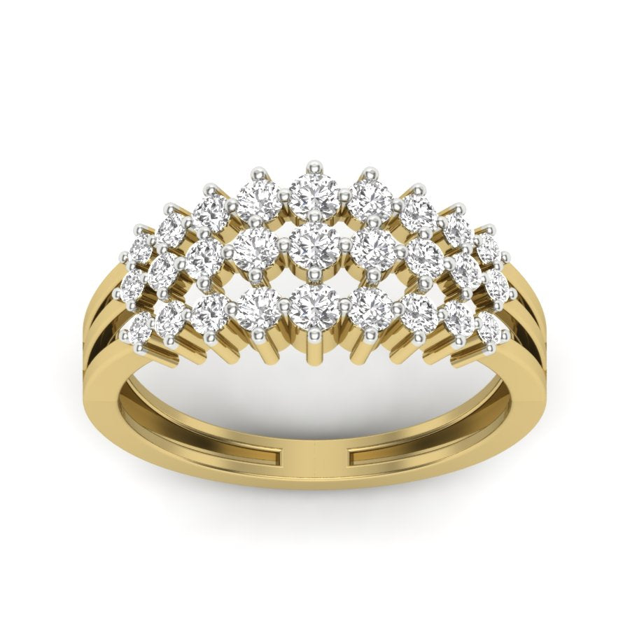 0.80 TW 3 Row Cluster setting With Split Band Round Cut Lab Grown Diamond Ring Wedding Ring Engagement Ring PR207