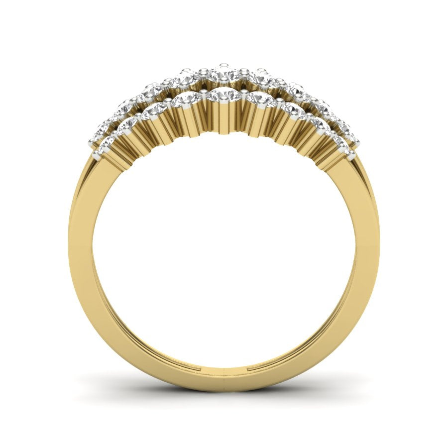 0.80 TW 3 Row Cluster setting With Split Band Round Cut Lab Grown Diamond Ring Wedding Ring Engagement Ring PR207