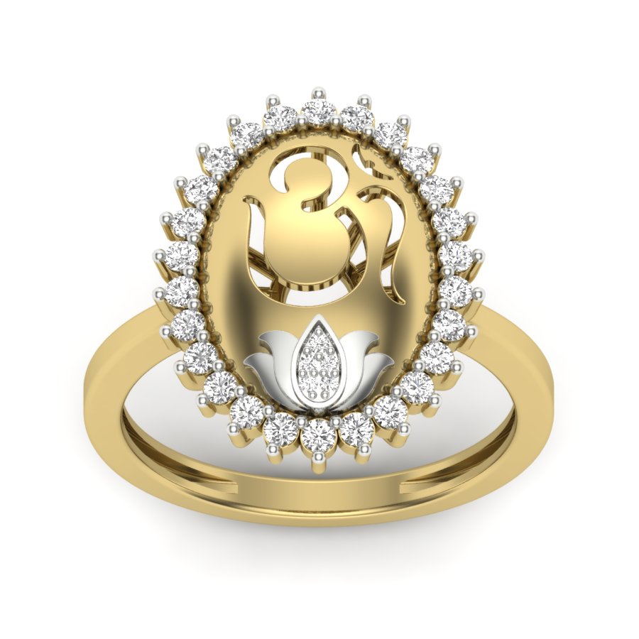 0.34 TW Om With Lotus Diamond Ring Round Cut Lab Grown Diamond Ring Halo Setting Ring Woman's Engagement Ring Wedding Ring PR208