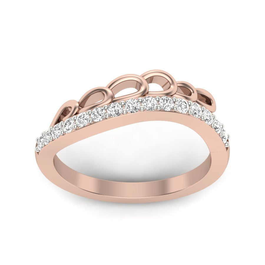 0.33 TW Round Cut Lab Grown Diamond Ring Engagement Ring Prong Set With Unique band Wedding Ring PR213