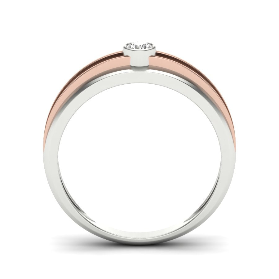 0.10 TW Two Tone Design Round Cut Lab Grown Diamond Ring Engagement Ring Bezel Setting Design Ring Wedding Ring PR229