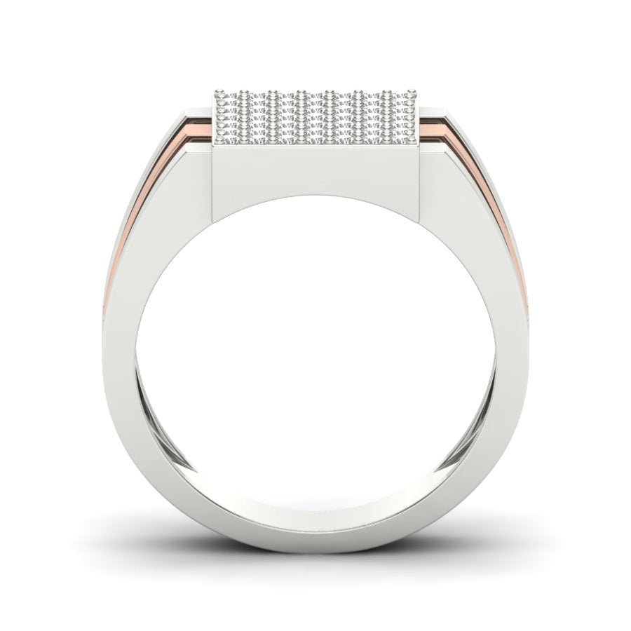 0.32 TW Unique Design Band With Round Cut Lab Grown Diamond Band Prong Set Band Men's Wedding Band Two Tone Engagement Band PR236