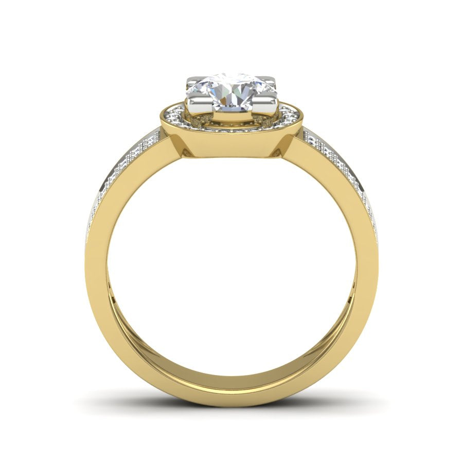 1.33 TW Unique Ring With Triangle Prong And Pave Set Ring Round Cut Lab Grown Diamond Ring Wedding ring Bridal Ring Engagement ring PR294