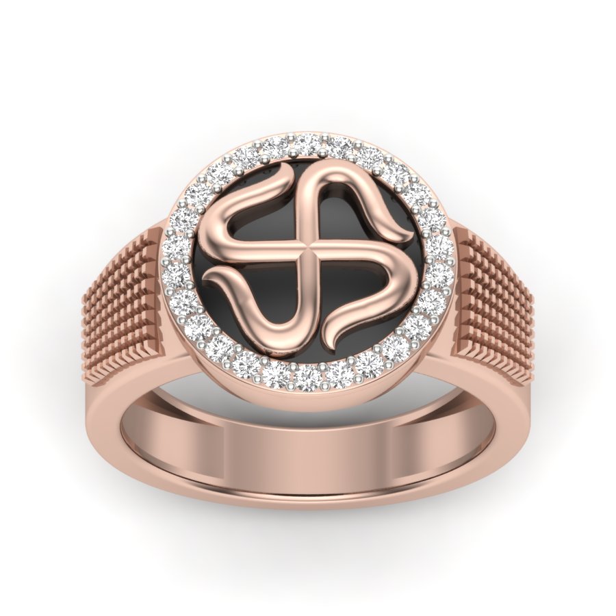 0.33 TW Swastik Men's Band Round Cut Lab Grown Diamond Band Prong Engagement Band Men's Wedding Band PR317