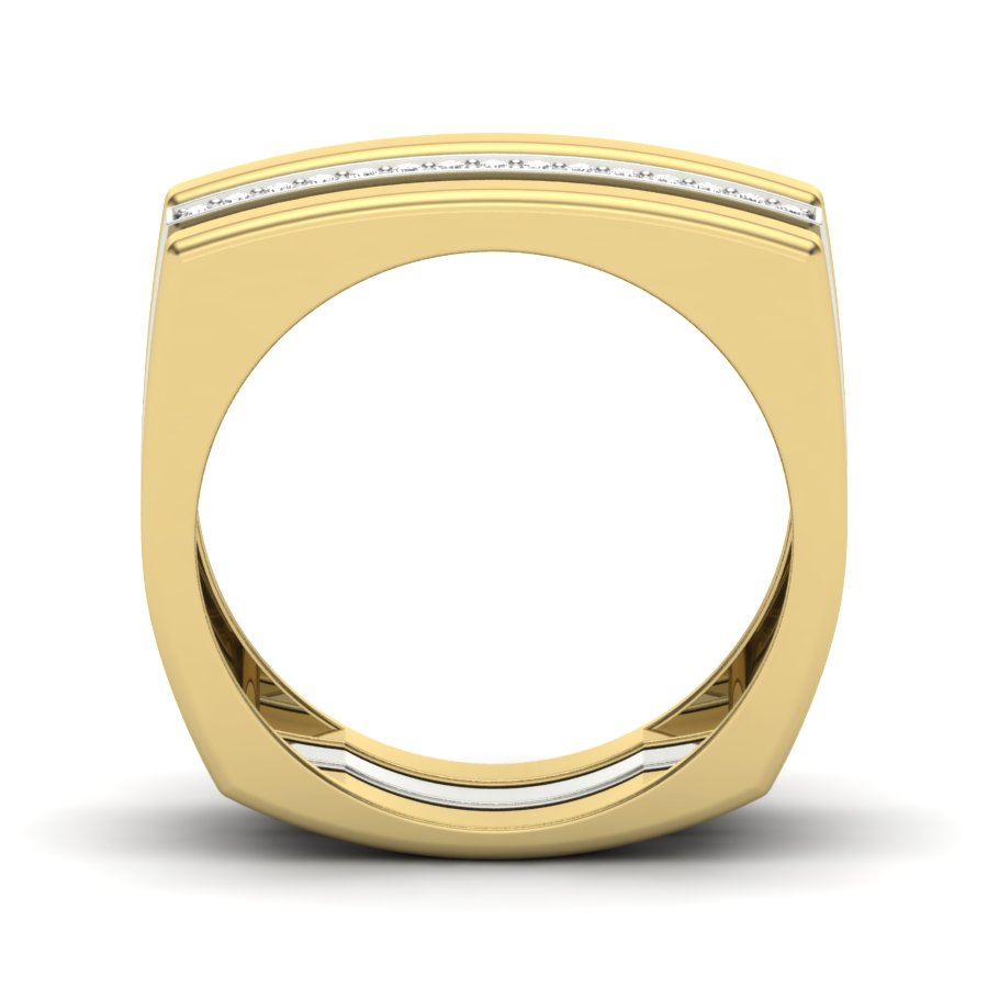 0.26 TW Unique Design Band With Round Cut Lab Grown Diamond Band Pave & Prong Set Band Men's Wedding Band Two Tone Engagement Band PR321