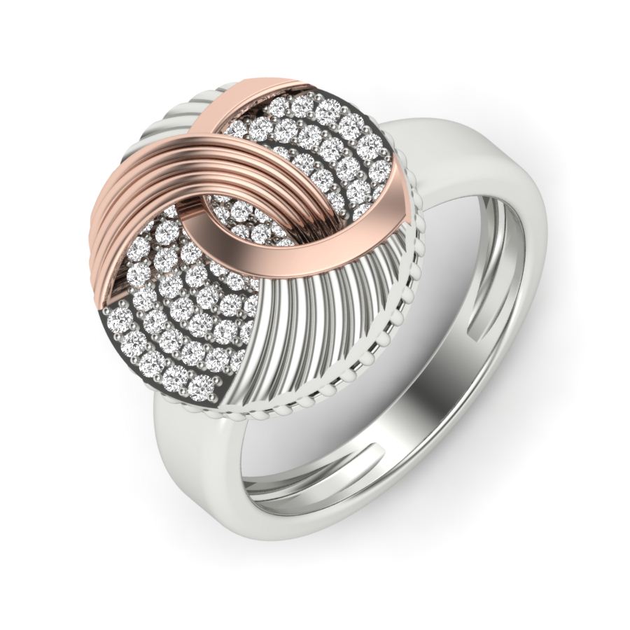 0.53 TW Beautiful Cocktail Style Round Cut Lab Grown Diamond Ring Engagement Ring Wedding Ring 2 Tone Gold Ring PR324