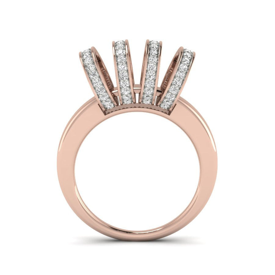 Unique Design Ring 0.38 TW Prong And Pave Set Ring Round Cut Lab Grown Diamond Ring Wedding ring Bridal Ring Party Wear Engagement ring PR344