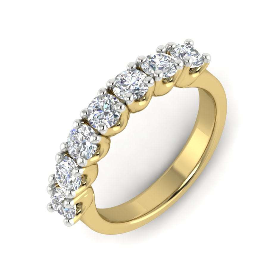 1.68 TW Half Eternity Ring With Round Cut Lab Grown Diamond Two Tone Gold Engagement Ring Wedding Ring PR360