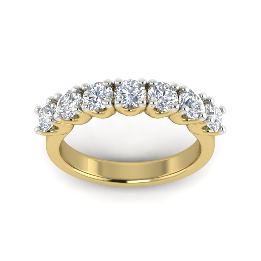 1.68 TW Half Eternity Ring With Round Cut Lab Grown Diamond Two Tone Gold Engagement Ring Wedding Ring PR360