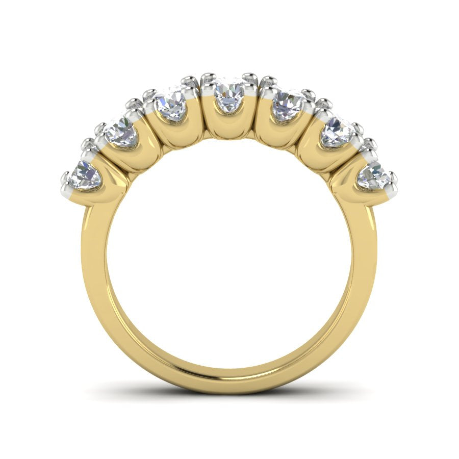1.68 TW Half Eternity Ring With Round Cut Lab Grown Diamond Two Tone Gold Engagement Ring Wedding Ring PR360