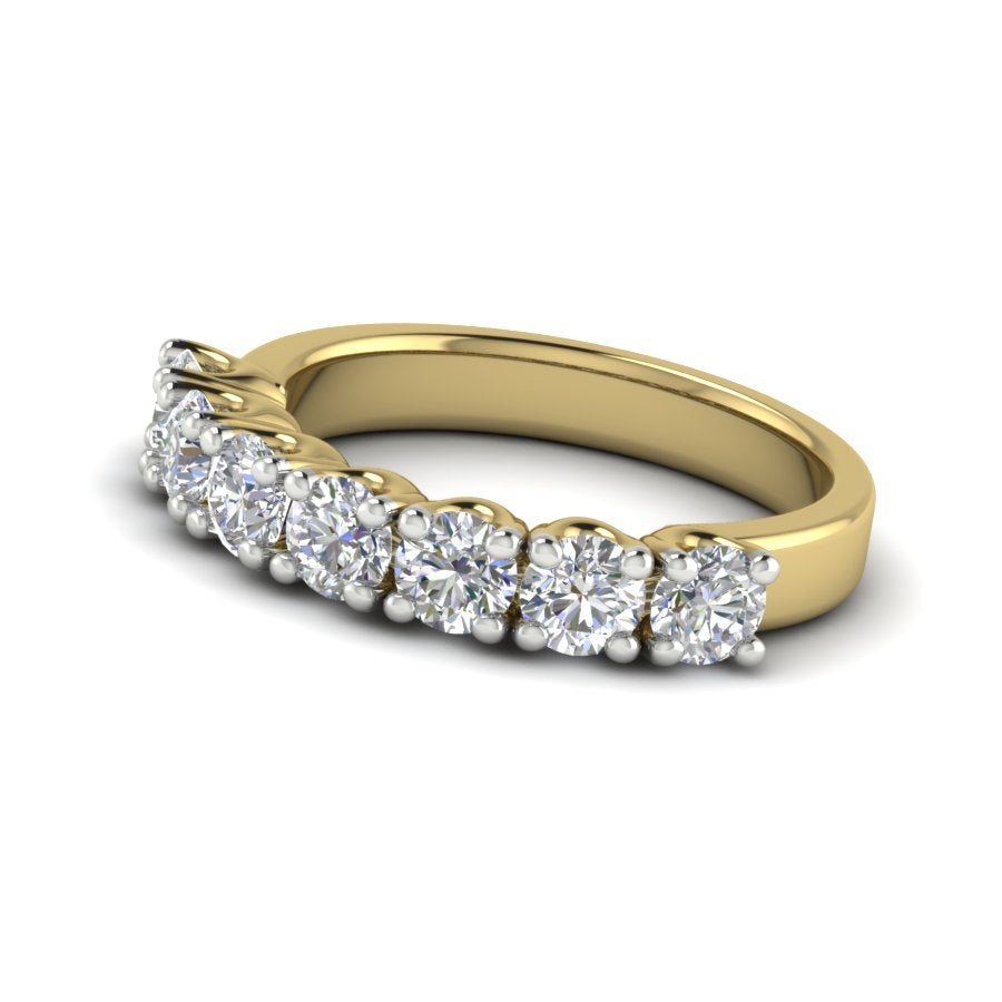 1.68 TW Half Eternity Ring With Round Cut Lab Grown Diamond Two Tone Gold Engagement Ring Wedding Ring PR360