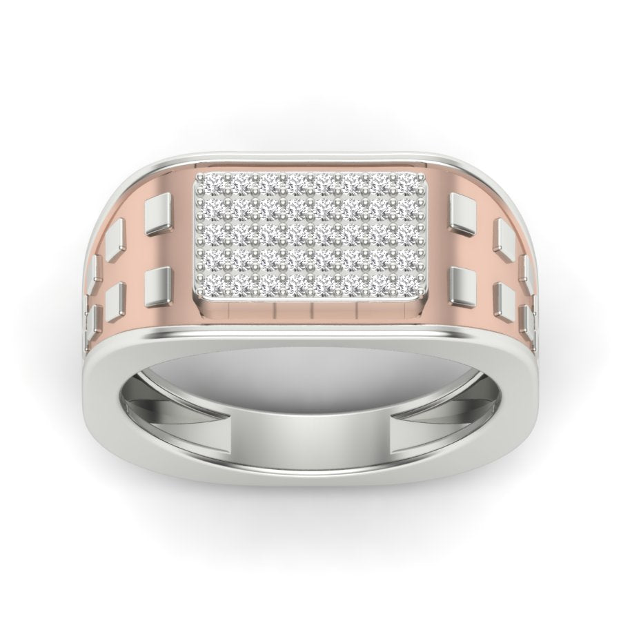 0.33 TW Round Cut Lab Grown Diamond Band Two Tone Ring Prong Set Ring Engagement Band Men's Wedding Band PR388