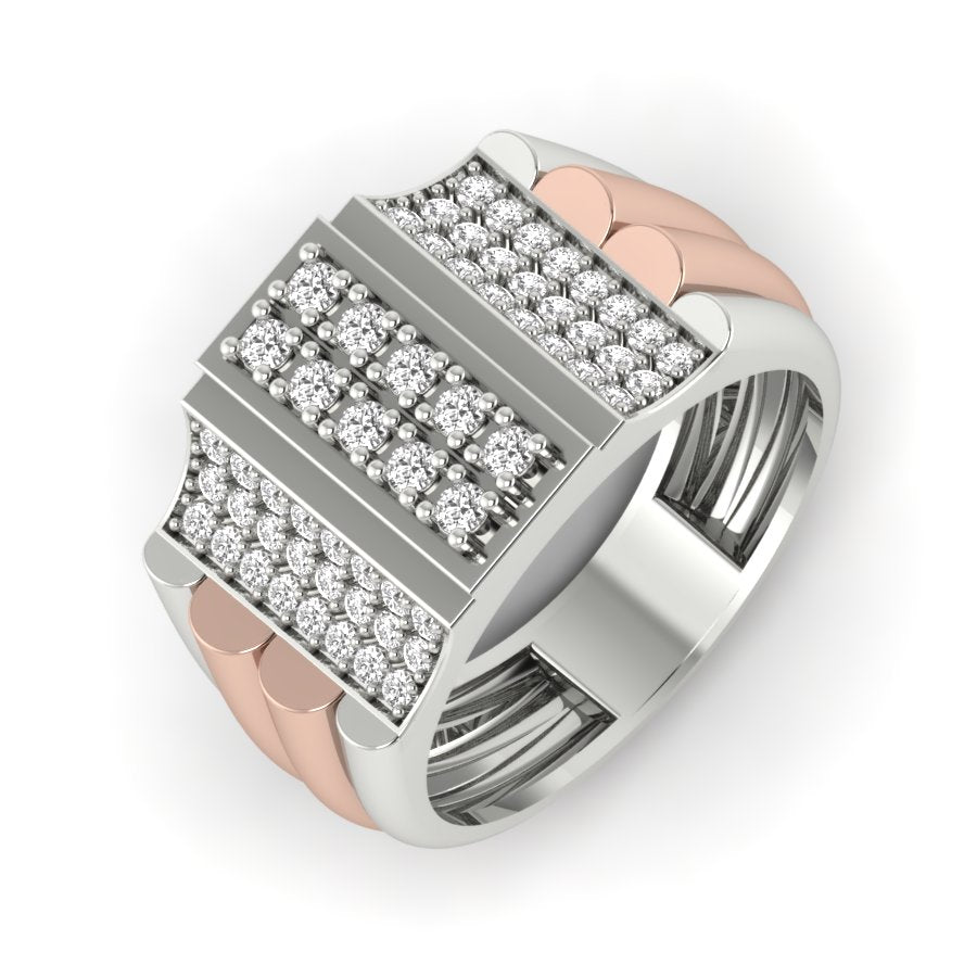 Unique Design Band 0.64 TW Round Cut Lab Grown Diamond Band Prong Set Band Men's Wedding Band Cubic Zirconia Two Tone Engagement Band PR402