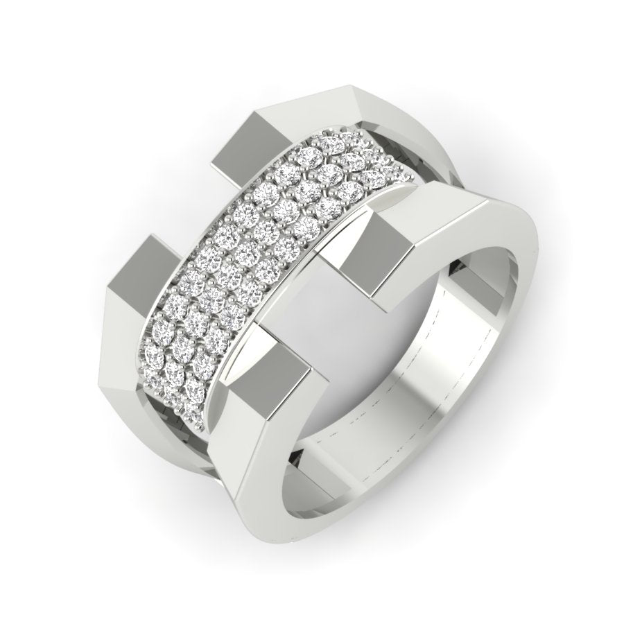 Unique Design Ring 0.42 TW Round Cut Lab Grown Diamond Prong Set Engagement Band Men's Wedding Band PR404