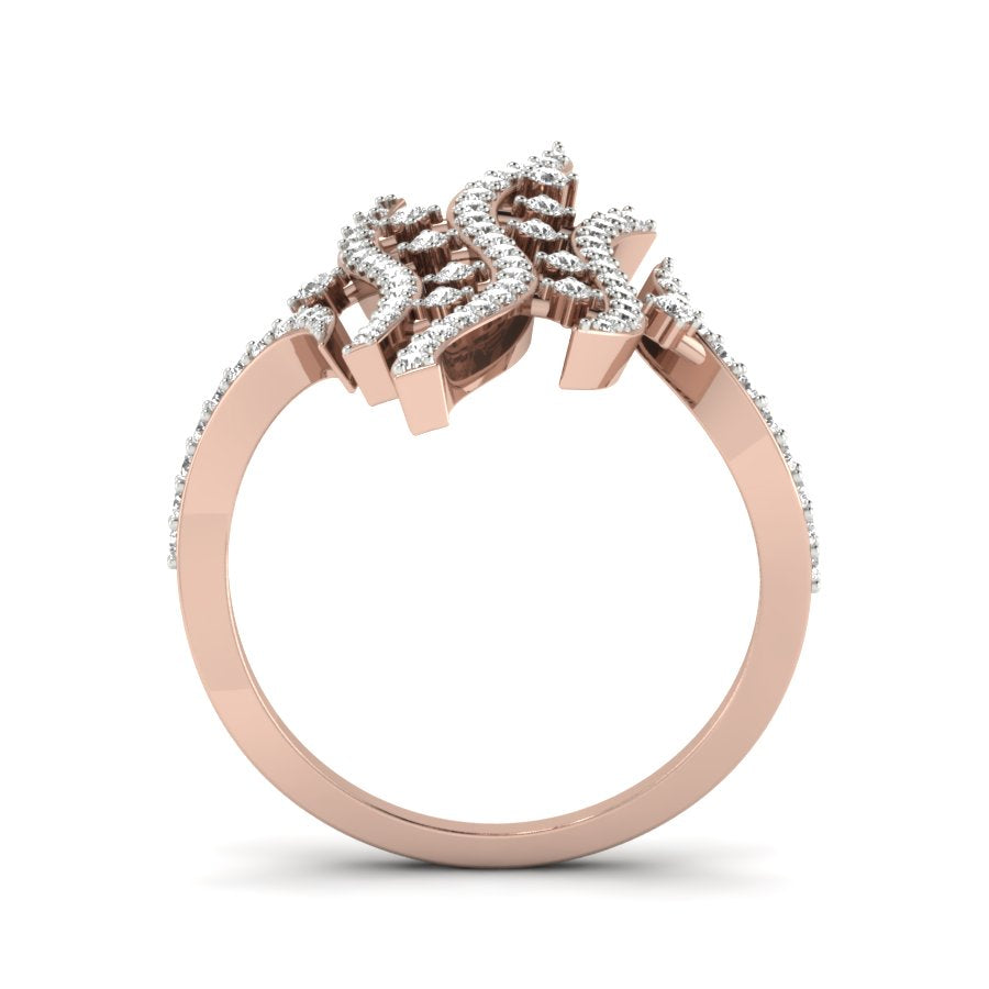 Unique Design Ring 0.53 TW Round Cut Lab Grown Diamond Ring Prong Engagement Ring Bridal Wedding Ring PR409