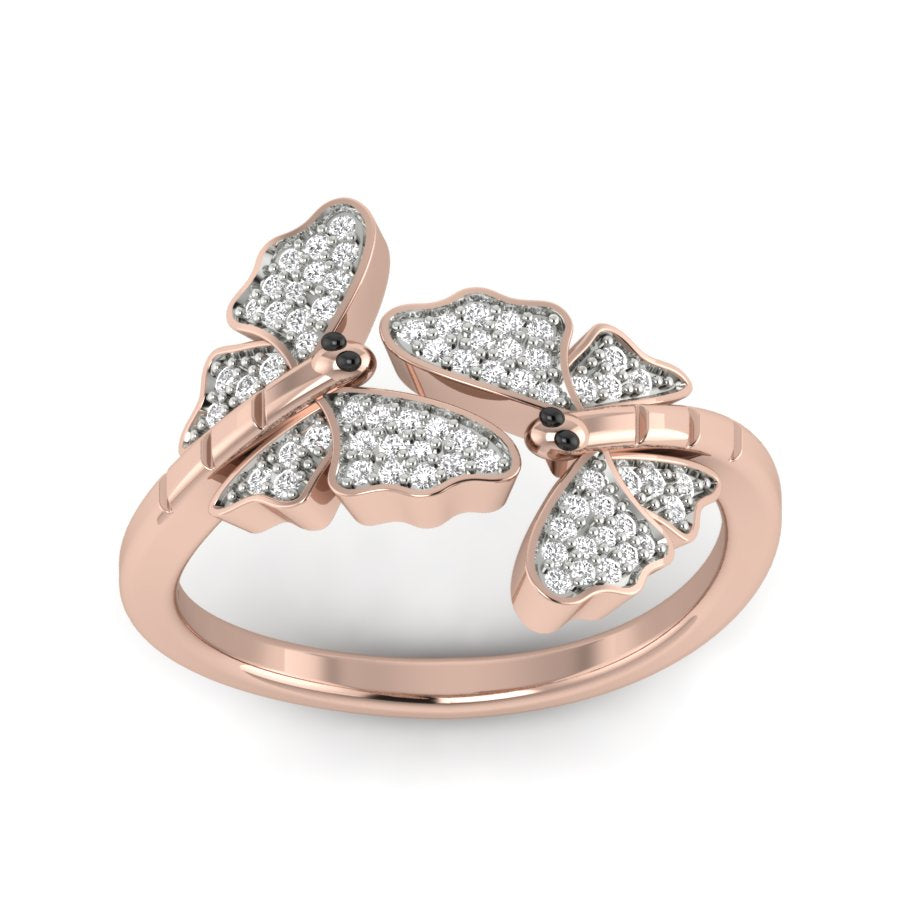 0.19 TW Butterfly Ring Round Cut Lab Grown Diamond Ring Engagement Ring Prong Setting Ring Wedding Ring PR411