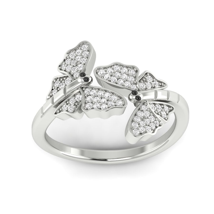 0.19 TW Butterfly Ring Round Cut Lab Grown Diamond Ring Engagement Ring Prong Setting Ring Wedding Ring PR411