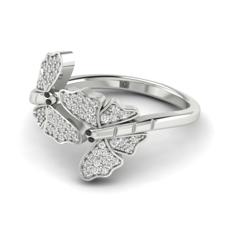 0.19 TW Butterfly Ring Round Cut Lab Grown Diamond Ring Engagement Ring Prong Setting Ring Wedding Ring PR411